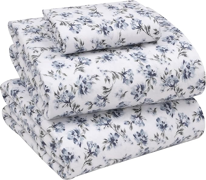 RUVANTI Flannel Sheets Twin Size - 100% Cotton Double Brushed Twin Sheets Set, Deep Pockets 16 Inches, All Seasons Breathable & Extra Soft Bed Sheets, Warm & Cozy, 3 Piece, Perri Me
