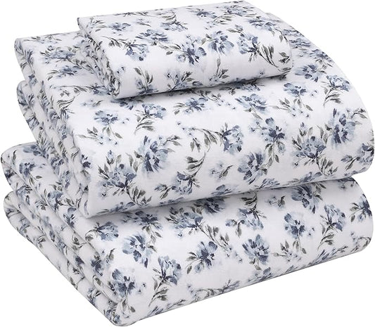 RUVANTI Flannel Sheets Twin Size - 100% Cotton Double Brushed Twin Sheets Set, Deep Pockets 16 Inches, All Seasons Breathable & Extra Soft Bed Sheets, Warm & Cozy, 3 Piece, Perri Me