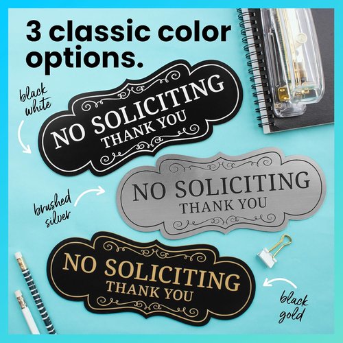 ExcelMark No Soliciting Sign - Premium Quality, Made in the USA | Small 2"x5", Black with White Letters