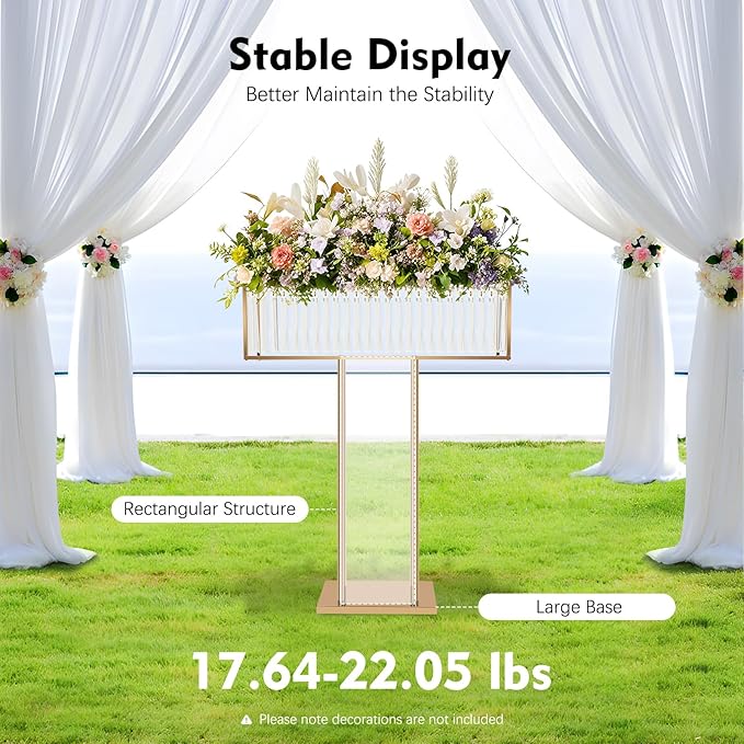 Gold Wedding Flower Stand, 35.4 Inch Elegant Tall Wedding Centerpiece Stand with Crystal Pendants, Flower Holders Floral Display Rack for Wedding Home Party Decoration