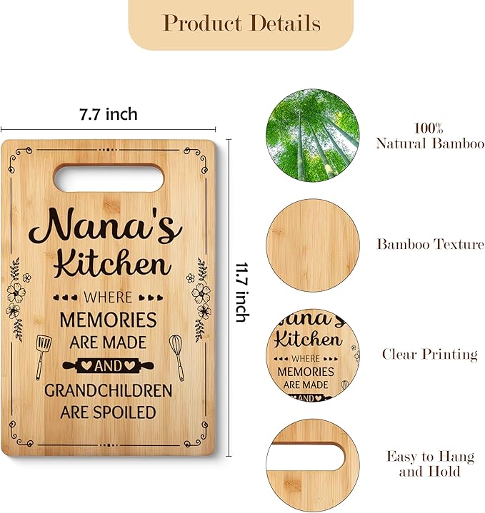 Gifts for Nana, Nana Cutting Board Chopping Board, Nana Gifts from Grandkids, Best Nana Gifts, Grandma Kitchen Gifts, Nana Gifts Decorative Bamboo Cutting Board for Kitchen