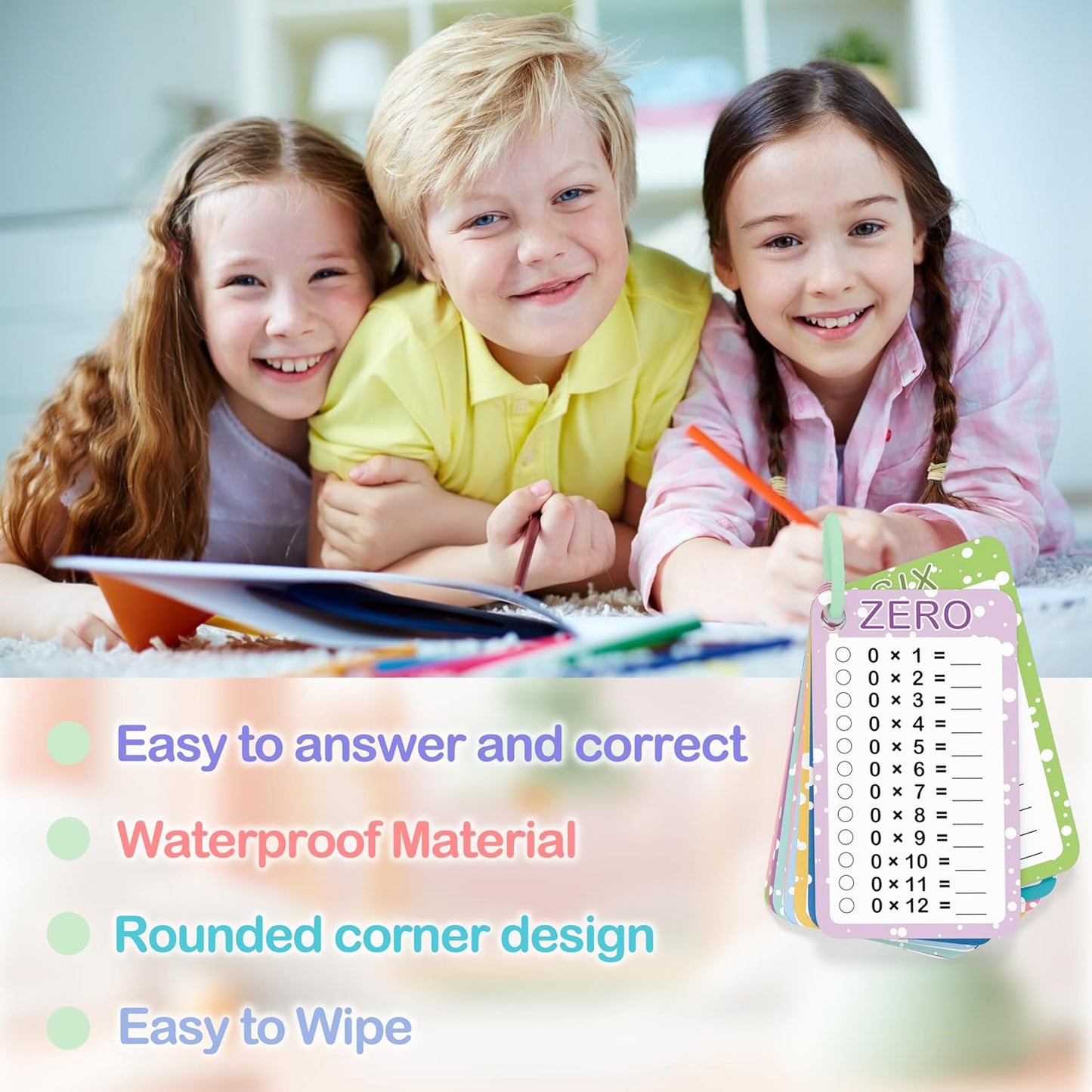 Slapaflife Multiplication Flash Cards - Engaging Times Table Learning Tool | 13 Pcs with Markers & Rings for Grades 1-3