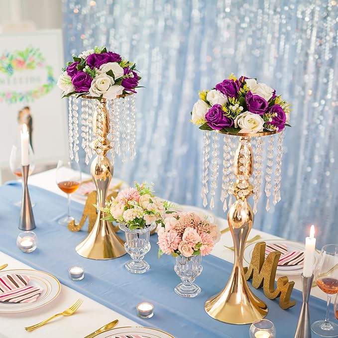 Flower Centerpieces for Wedding Tables: Wedding Table Decorations Purple & White Flower Balls Centerpieces for Engagement Cerebration Party Center Pieces 6 Packs