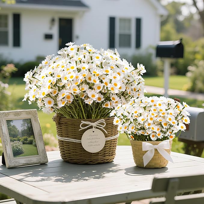 72Pcs Artificial White Daisy Flowers, 12 Bundles 10 Inch Small Fake Daisies for Home Summer Decor, Fake Spring Wild Flowers for Party Decoration