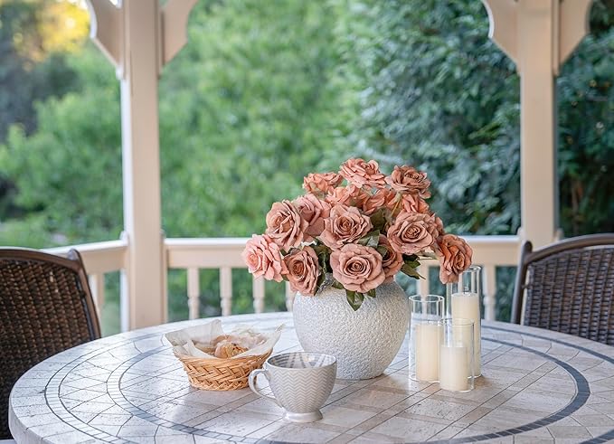 CozyWel White Ceramic Vase Flower Vase, Big Textured Round Vase for Centerpieces, Kitchen, Living Room, Bedroom Decor Gifts