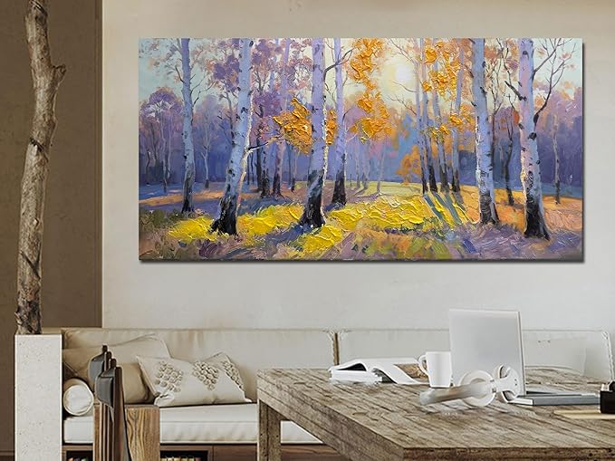 Brushart Forest Canvas Wall Art Nature Large Textured Picture Paintings Wall Decor Living Room Artwork for Walls Bedroom Home Office, 48"x24"