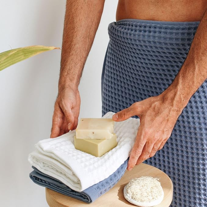 sea me at home Waffle Bath Sheet 100% Turkish Cotton - Large Bath Towel (34x67 Inches) Luxurious Spa Towel for Bath, Beach, or Pool Time