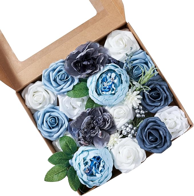 Artificial Flowers Combo, Fake Flowers for DIY Tables Centerpieces Baby Shower Bridal Shower Wedding Bouquet Arrangements Party Candle Holder Cake Decor Flower Home Decorations