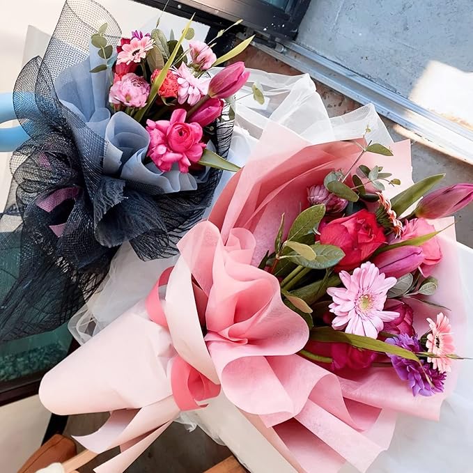 LWFyyds Korean Wrapping Paper Flower Wrap Waterproof Bouquet Wrap Tissue Florist Supplies 1 Roll, 22.8 inches x 15 yards (Khaki)