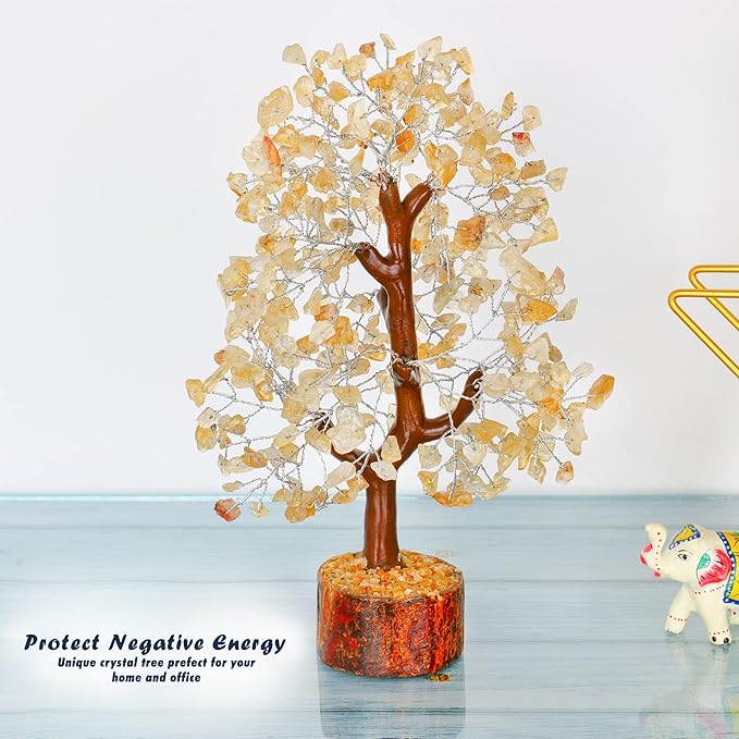 Citrine - Gemstone Tree - Feng Shui Money Tree - Crystal Tree for Positive Energy - Money Crystal Stone - Crystal Tree - Spiritual Gift - Good Table Decor - Bonsai Tree - Positive Energy