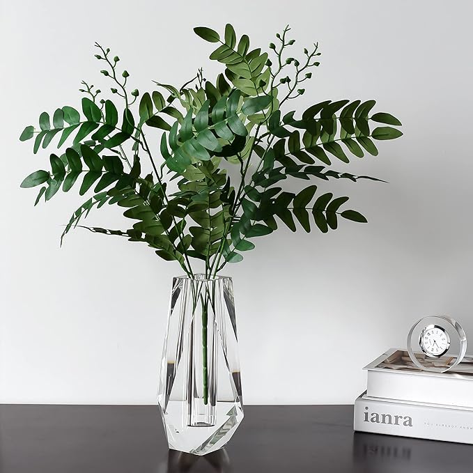 Kitcom Flower/Bud Crystal Vase Decorative Vases for Home, Wedding, Christmas, Outline Dimensions W2.8''xH8.5'', Clear with Gift Box