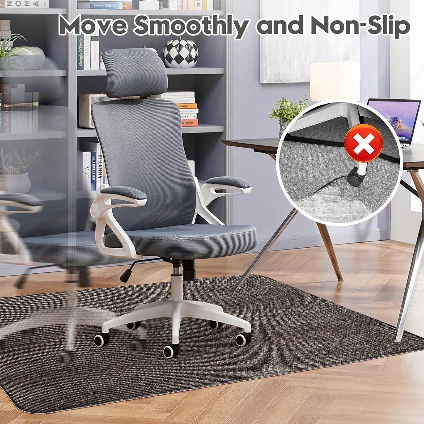 Sycoodeal Office Chair Mat - Heavy Duty Anti-Slip Floor Protector for Hardwood & Tile | Dark Coffee (36" x 48")