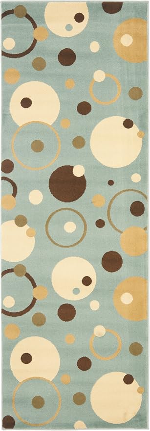 SAFAVIEH Porcello Collection Runner Rug - 2'4" x 6'7", Blue & Multi, Mid-Century Modern Abstract Design, Non-Shedding & Easy Care, Ideal for High Traffic Areas in Living Room, Bedroom (PRL6851-6591)