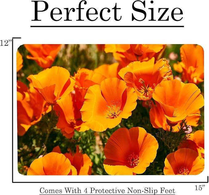 California Poppy Floral Pattern Flower Love Kitchen Glass Cutting Board Decorative Valentine's Mother's Day Gift For Her Flowers (Poppy)
