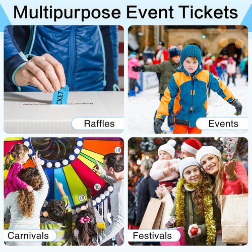 ESSENTIAL 500 Raffle Tickets - Double Roll with Name & Phone Number for Events, Classroom & Prizes (Blue)