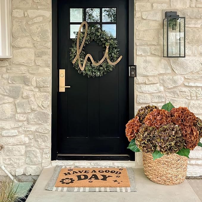 Yellowish Brown Fall Hydrangea Artificial Flowers, 3PCS 21” Latex Large Real Touch Flowers, Faux Silk Flowers Fake Hydrangeas with Stems for Bouquet Table Centerpieces Halloween