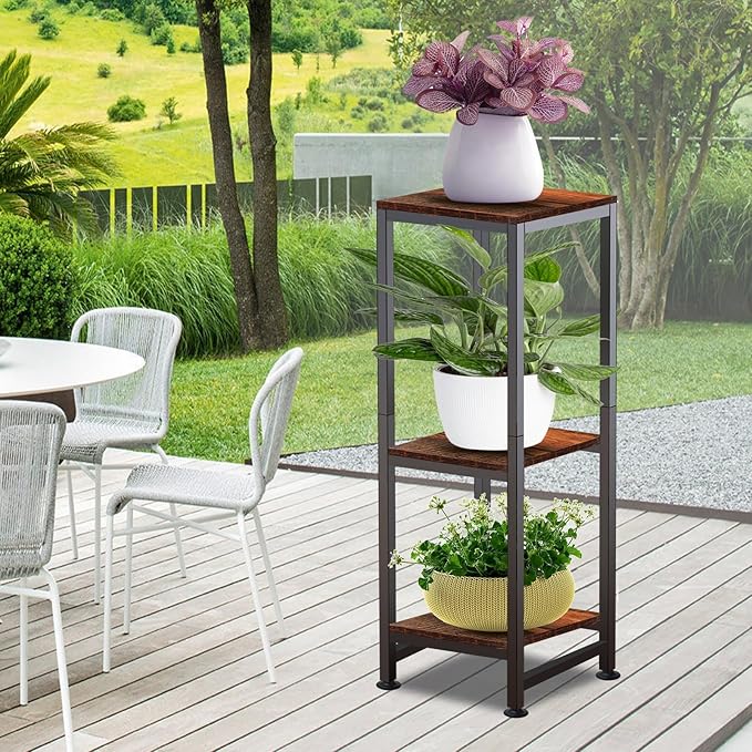 Plant Stand Indoor, 3 Tier Plant Stands for Indoor Plants, 33.5'' Tall Multiple-Tier Plant Shelf Square Flower Stand for Patio, Living Room, Balcony