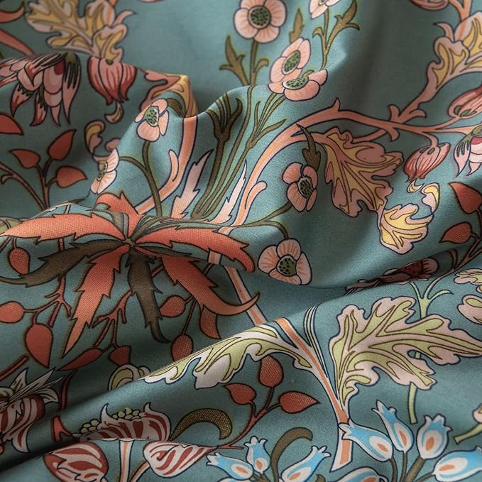 EAVD Vintage Style Floral Duvet Cover Twin Soft 100% Cotton Flower Bedding Set for Girls Women Reversible Chic Shabby Botanical Floral Comforter Cover with 2 Pillowcases Zipper
