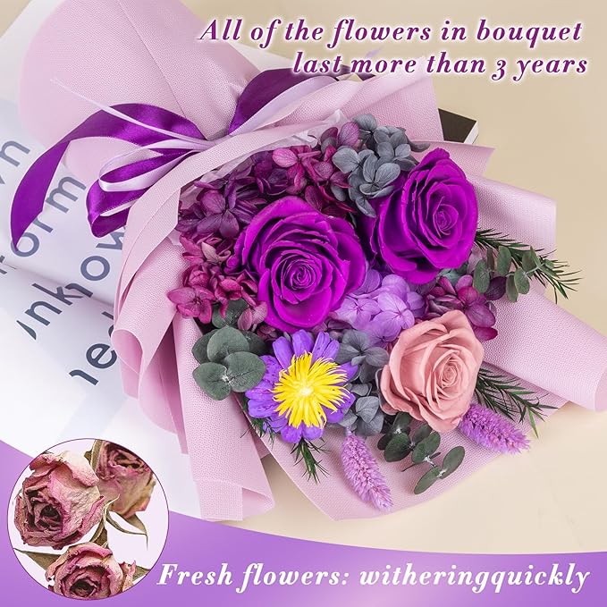 Forever Flower,Flowers for Delivery,Roses Bouquet Lasting for 3 years,Birthday Flowers,Sympathy Flowers,Gifts for Her Women Mom Grandma Wife Friends