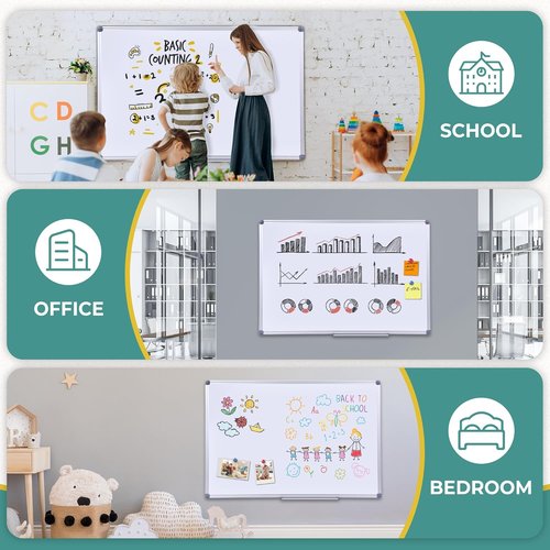 Magnetic Dry Erase Board - 48 x 24 Inch Aluminum Frame | Portable Wall-Mounted Whiteboard for Office & Classroom
