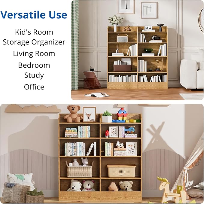 Cozy Castle 5 Tier Kids Bookshelf, 10 Cube Kids Toy Storage Organizer,Toddler Bookcase Storage Cabinet for Playroom, Bedroom, Kid Room, Reading Nook,Nursery (Natural)