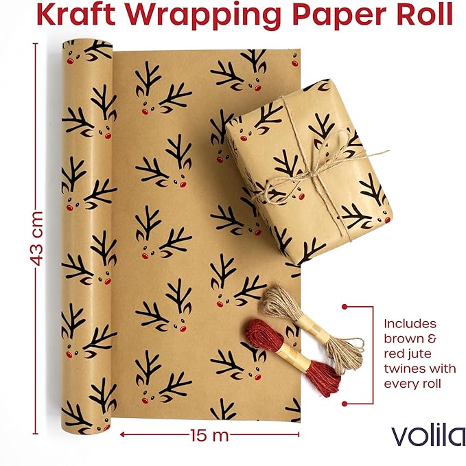 Brown Paper Roll 17.5 inch x 50 feet - Elk Kraft Paper Roll for Gift Wrapping Flower Boquet Craft Supplies - Brown Wrapping Paper for Moving Packing Paper
