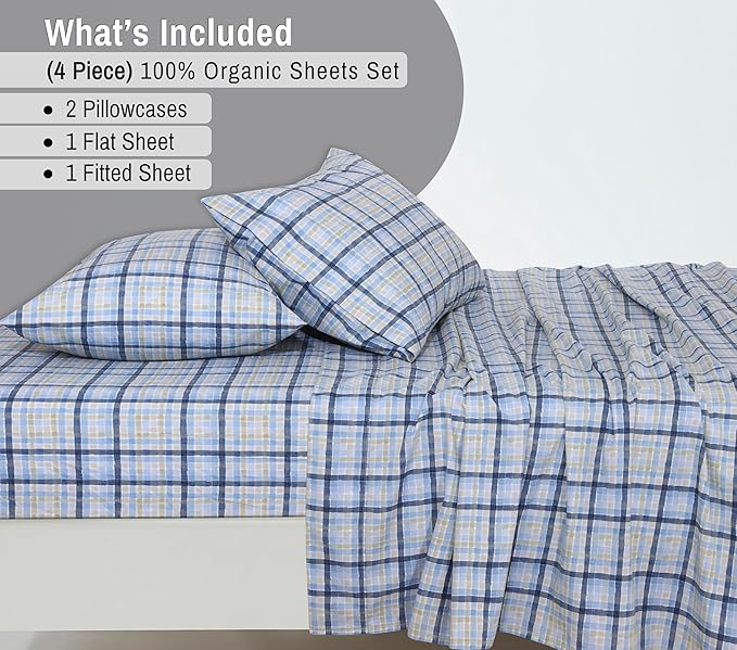 RUVANTI 100% Organic Cotton Sheets Queen Size, Percale Weave, GOTS Certified, 4-Piece Set, Deep Pocket 15", Crisp & Breathable, Soft Durable Bedding, Sábanas Algodón Orgánico – Pastel Print