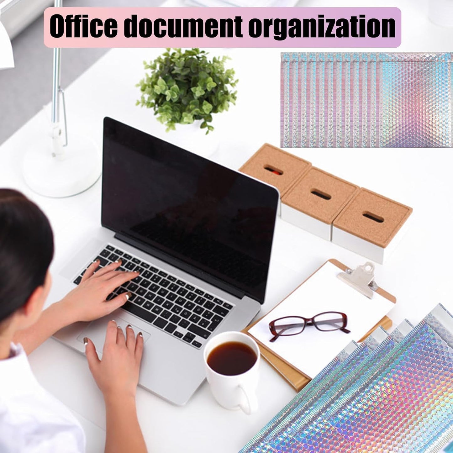 Skiennix Metallic Bubble Mailers - Waterproof Holographic Padded Envelopes | 50 PCS for Small Business Shipping