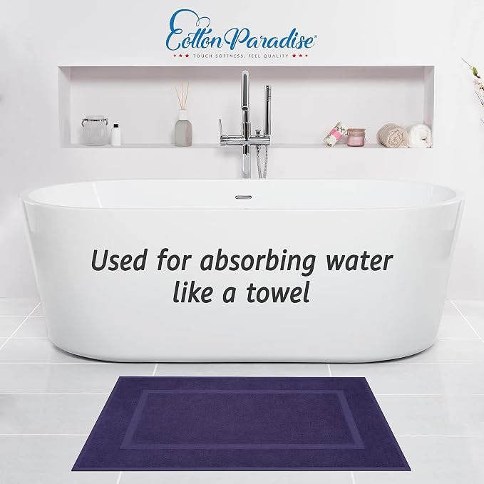 Cotton Paradise 100% Cotton Turkish Bathmat Set, Soft Absorbent Quick Dry, 2 Piece 20x34 Bathmat Floor Set, Violet Purple