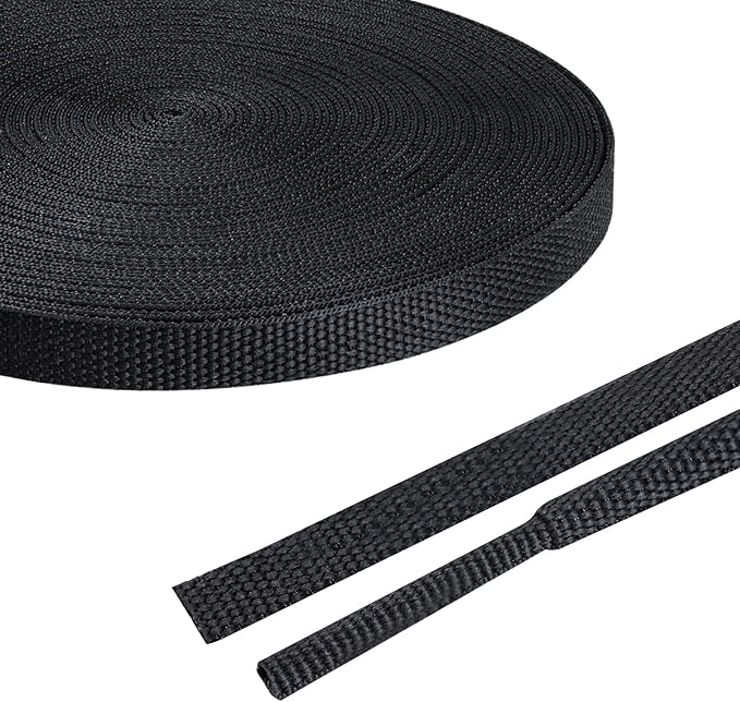 FOURUB 2:1 Ratio Flat Heat Shrinkable Braided Sleeving,Electrical Insulating Tubing,Durable Automotive Fabric Harness Shrinking Sheath (1/4"-30ft)