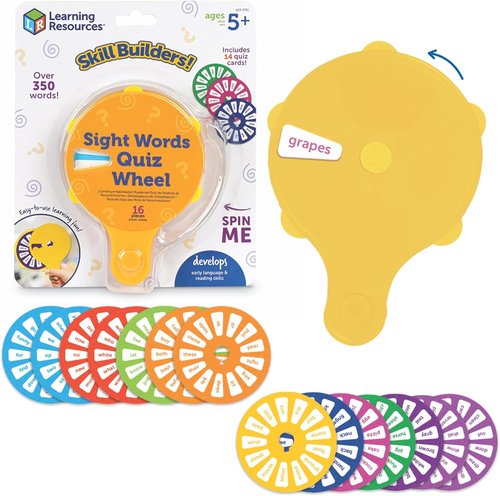 Learning Resources Sight Words Quiz Wheel - Engaging Reading Game for Kids Ages 5+ | 16 Flash Cards