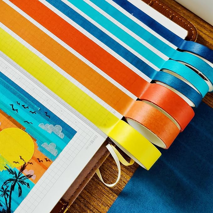 Bomichi 40 Rolls Colored Washi Tape, Aesthetic Colored Decorative Cute Scrapbook Tape for Scrapbooking Supplies Journaling Craft Junk Journal