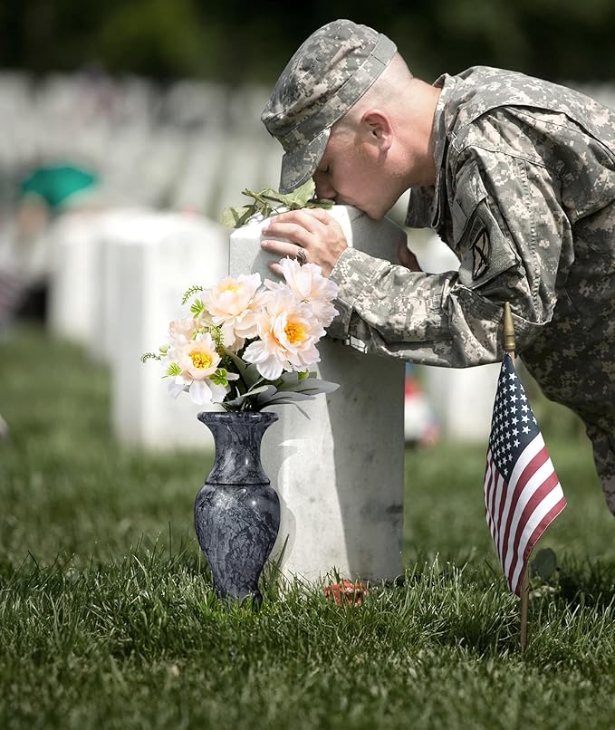Natural Marble Cemetery Vases for Grave Heavy Headstone Vases for Cemetery is Used to Display Flowers and Artificial Flowers, Suitable for Decorating Cemeteries and Memorial Tombs