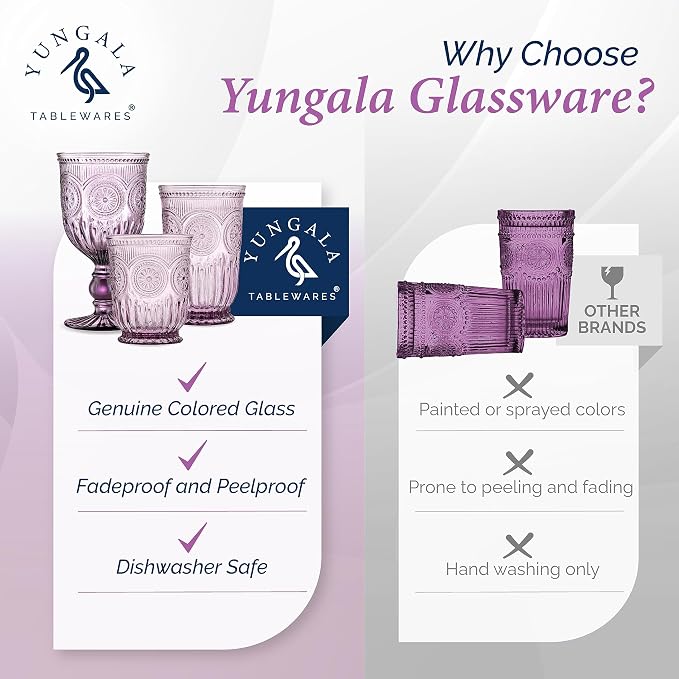 Purple Highball Glasses Set of 6 — 10 oz Tall Drinking Glasses