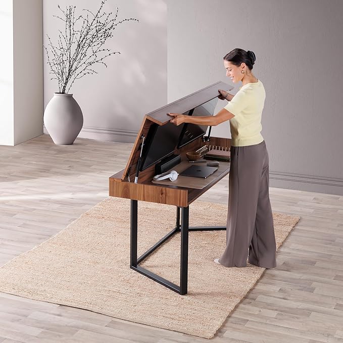 Transformer Table to Desk – Expandable Dining Table to Computer Desk, Work-from-Home Office Desk, Gaming Desk, Study Desk, Space-Saving Adjustable Furniture (Dark Brown)