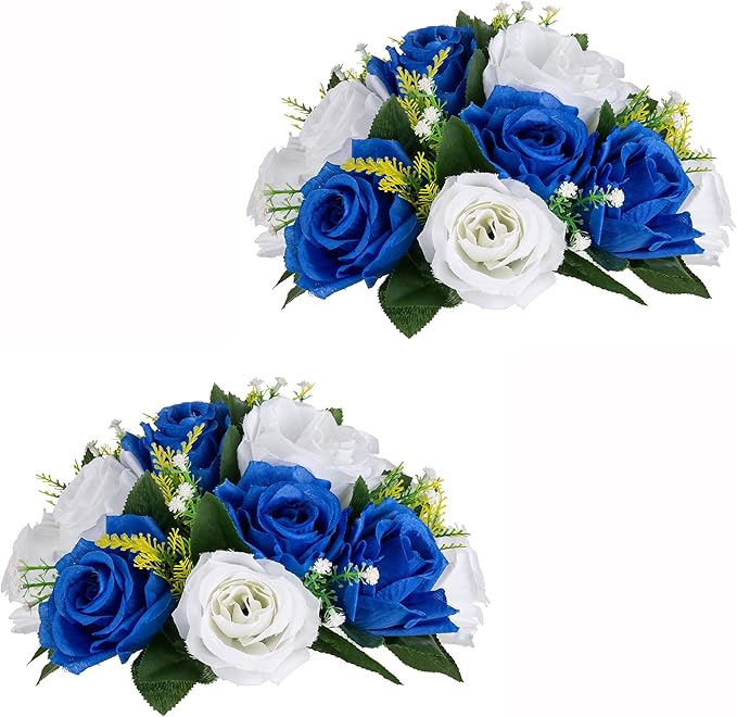 Flower Centerpieces for Wedding Tables: Wedding Table Decorations Royal Blue White Flower Balls Centerpieces for Engagement Cerebration Party Center Pieces 2 Packs
