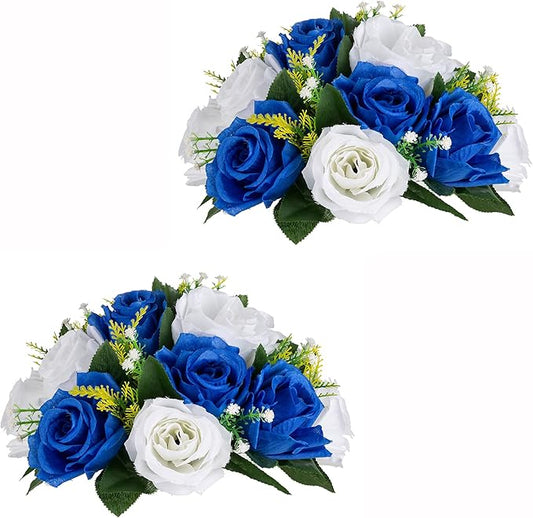 Flower Centerpieces for Wedding Tables: Wedding Table Decorations Royal Blue White Flower Balls Centerpieces for Engagement Cerebration Party Center Pieces 2 Packs