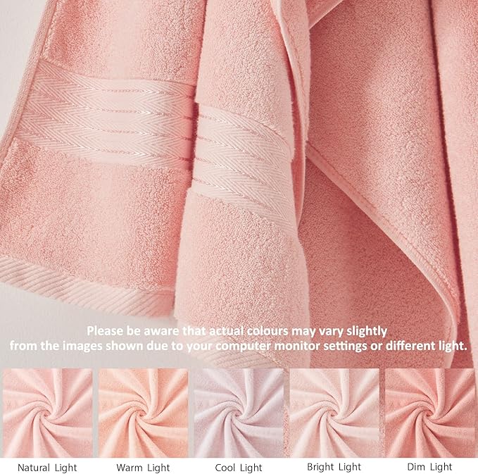COZYART Soft Pink Bath Towel Set for Bathroom Soft Absorbent Durable 650 GSM Turkish Cotton Towel Sets of 6, 2 Large Bath Towels, 2 Hand Towels, 2 Washclothes