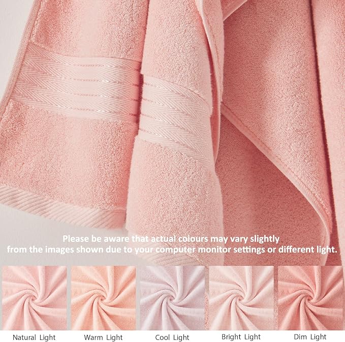 COZYART Pink Bathroom Towels Set, 100% Turkish Cotton Bath Towel Sets of 3 for Bathroom, Super Soft Highly Absorbent, 650 GSM Luxury Set with 1 Bath Towel, 1 Hand Towel, 1 Washcloths