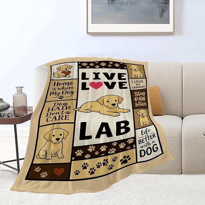 Labrador Retriever Blanket Cute Dog Throw Blanket Love Lab Puppy Soft Cozy Fleece Fuzzy Stuffed Plush Flannel Animal Gifts for Girls Women Boys Kids Adults 50"X60"