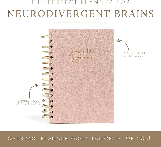 The ADHD Planner - Undated Daily Weekly Schedule Organizer Journal for Disorganized People - Habit Tracker Record Emotions & Mood - Academic Goals - Structure & Focus for Adults Brains (Spiral)