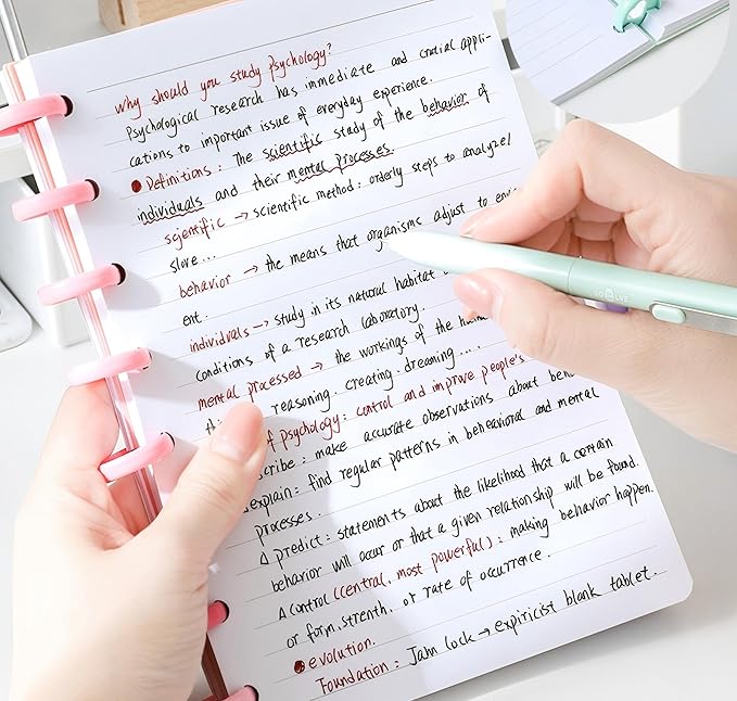 Junior Size Lined Paper Refills - 100 Sheets/200 Pages 8-Disc Refill Paper, 5 Colorful Sheets Dividers, 5.8" x 8.5"