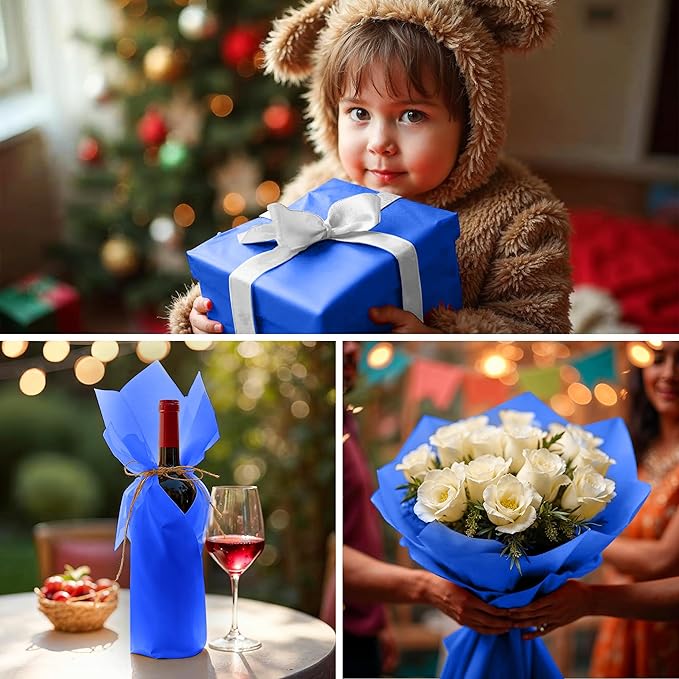 SANZIX 150 Sheets Blue Tissue Paper for Gift Bags Bulk 14x20 Inch- Blue Christmas Tissue Paper Sheets for Elegant Gift Wrapping, Bouquet, Baby Shower, Christmas Gifts, DIY, Holiday & Xmas Decorations