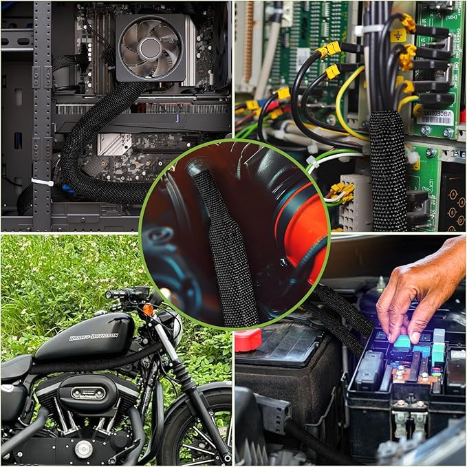 2:1Heat Shrink Wire Loom Braided Cable Sleeves,Heat Resistant Fabric Woven Shrink Tubing Wiring Harness for Protection Automotive,Harness Cable,Cable Management (1/2"-12ft)
