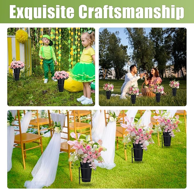 Metal Cemetery Vases Flower Holder with Spikes Memorial vases for Grave Vase Decorations for Cemetery Vase Flower Holder for Memorial Grave Lawn Yard Funeral Headstone Decor with Freely DIY (2)
