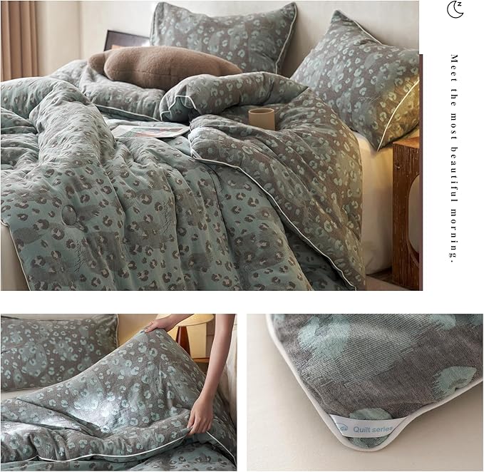 HighBuy Twin XL Size Leopard Comforter Set Muslin Cotton Comforters Boho Chic Cheetah Print Bedding Set Breathable Luxury Comforter Sets 3 Piece Ultra Soft Sexy Teen Leopard Bedding Set