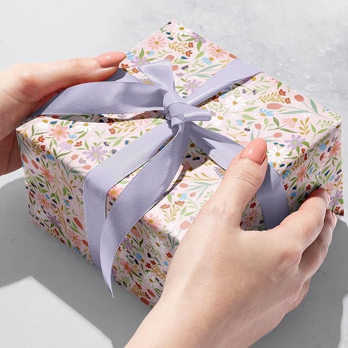Jillson Roberts Bulk Gift Wrap, Everyday Gift Wrapping Supplies, Delicate Floral Full Ream 833 feet x 24 inches