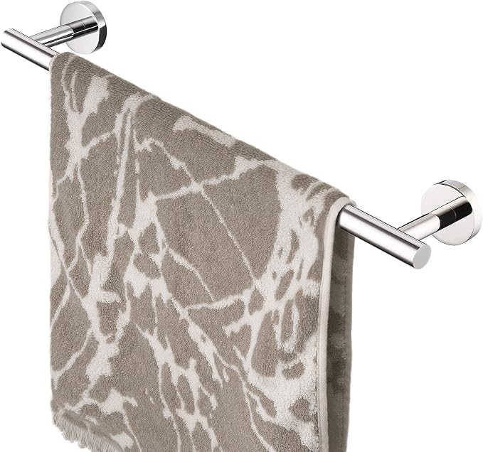 HITSLAM Chrome 18 Inch Towel Bar for Bathroom, SUS304 Stainless Steel Bathroom Towel Rack Wall Mounted, Modern Home Decor Bath Towel Holder with Hardware Accessories (Total Length 19.8 Inch)