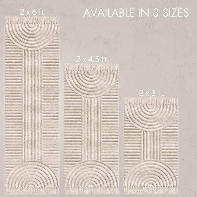 KIBAGA Beautiful Boho Rug with Tassels for Your Bathroom - Soft 2 x 3 ft. Cotton Rug Fits Perfectly Into Your Bath - Washable, Non-Slip Mat Ideal to Enhance Any Modern Home Decor, 24 x 36 inch