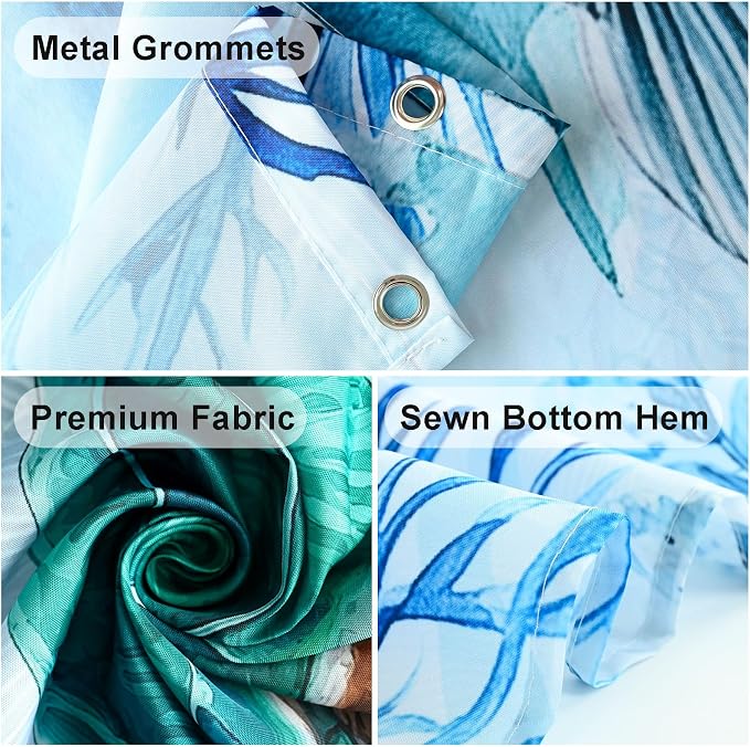 Green Sea Turtle Shower Curtain Teal Blue Coastal Shower Curtains for Bathroom Waterproof Fabric Bath Curtain Decor with Hooks